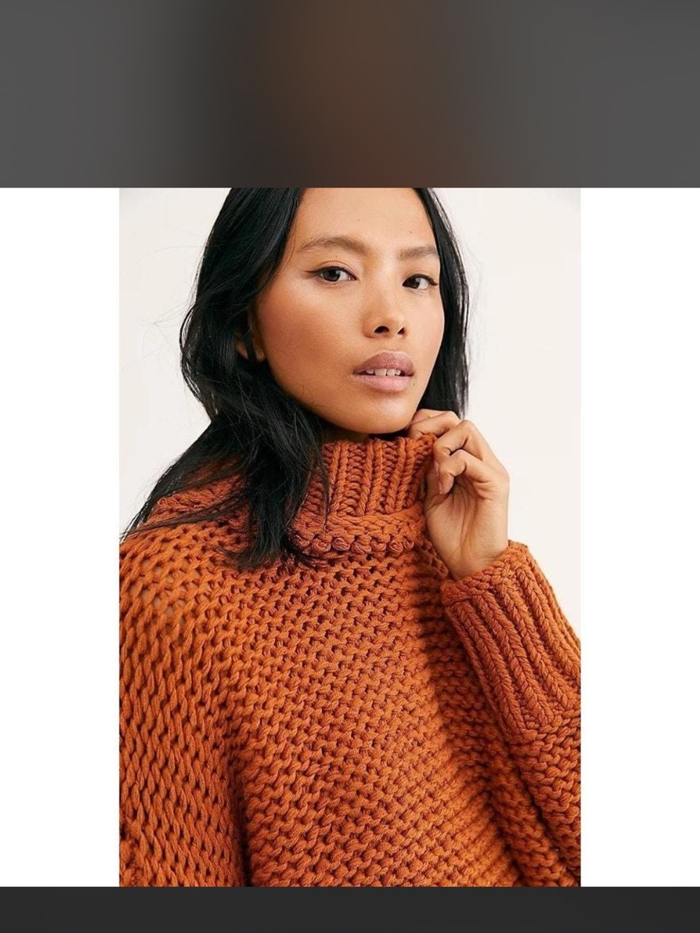 Free People Oversized Cowl Neck Sweater in Rust Orange